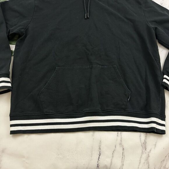 Tomboy X Pullover Hoodie Sweatshirt Size XL Black White Stripe Trim Front Pocket - Picture 5 of 11